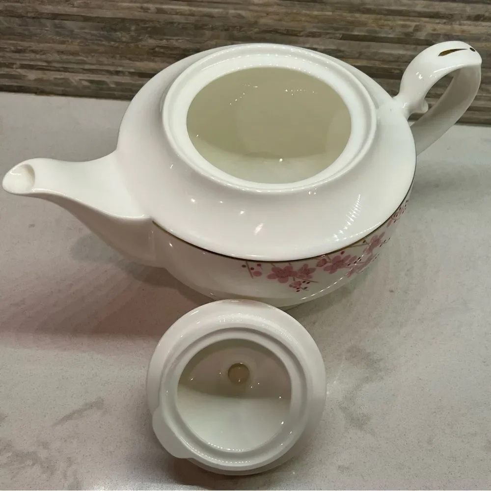 Teavana Sakura Cherry Blossom Holly Bone China 24 KT Filigree Tea Kettle 43 oz - Picture 6 of 16